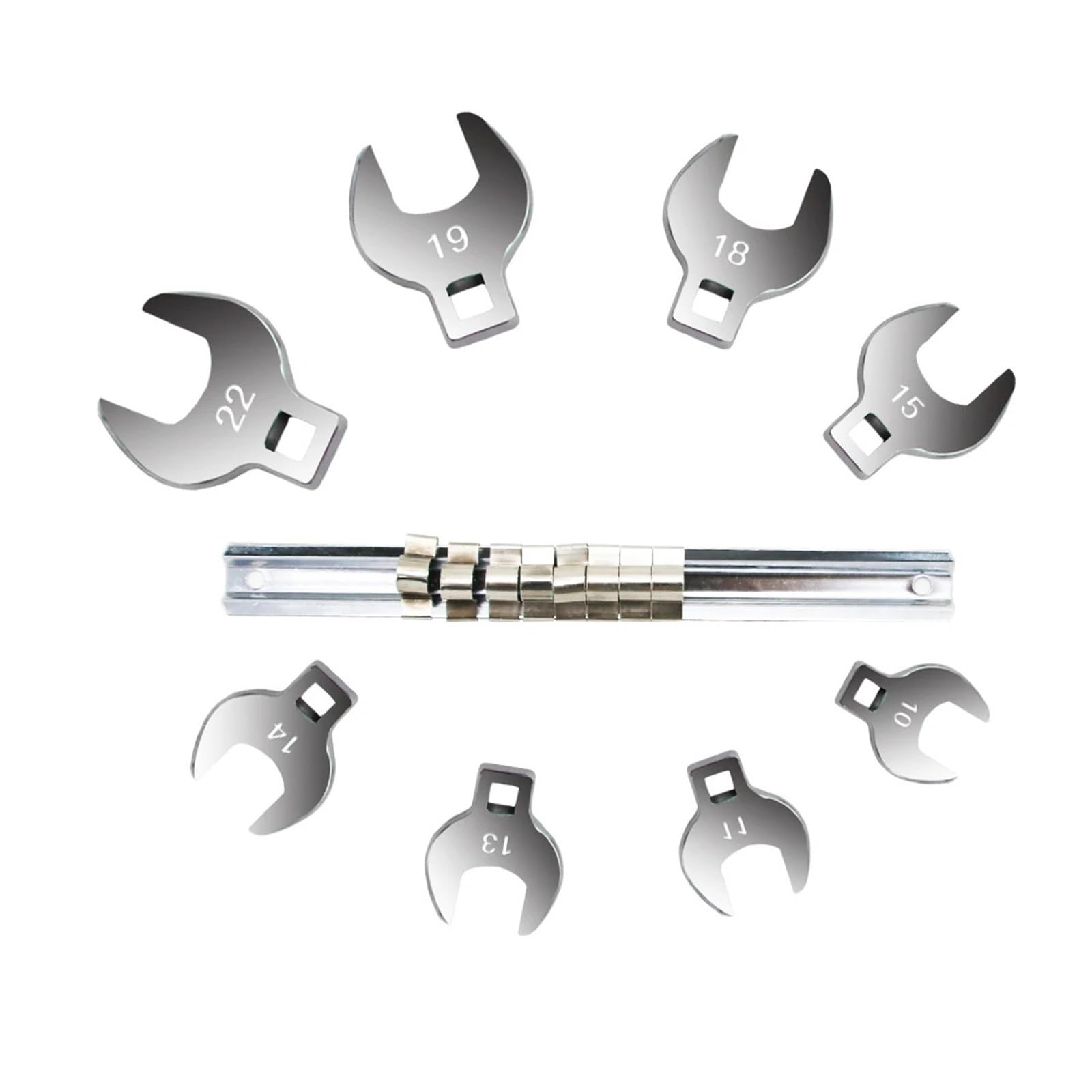 Xuczhai One Color 8Pcs 3/8 Inch Drive Crowfoot Wrench Set 10 To 22Mm Metric/Sae Imperial Chrome Plated(Metric)