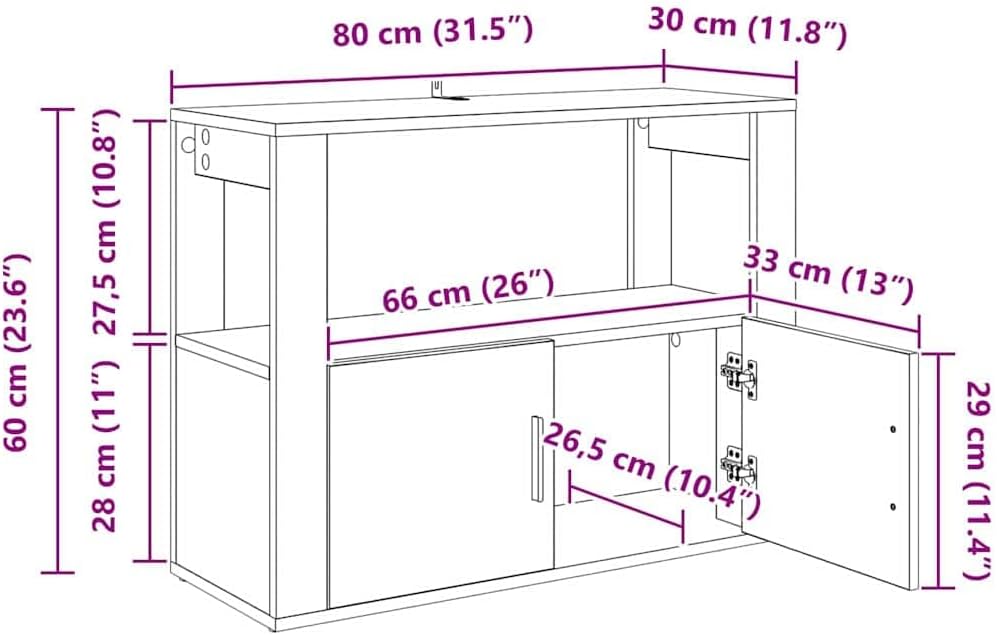 Upande view of vidaXL Sideboard