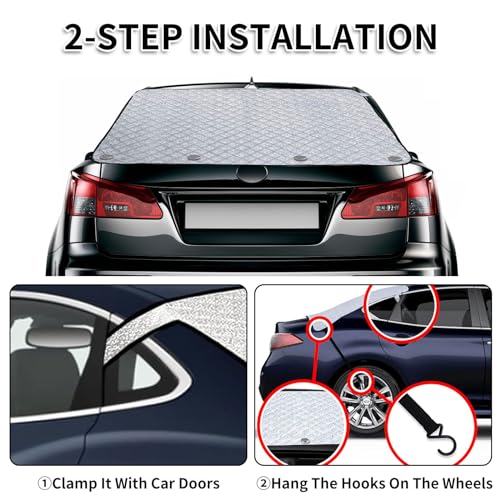 Image of AYAMAYA Rear Windshield Frost Cover Guard - Magnetic Car Back Window Cover Protector for Ice and Snow with 4-Layer All Weather Protection for Cars, Sedans Rear Window Automotive Accessories
