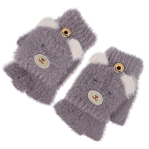 Gatuida 1 Pair Cartoon Fingerless Gloves with Flap Cover Warm Winter Handwear for Outdoor Activities for Running Playing and Camping Soft Material Light