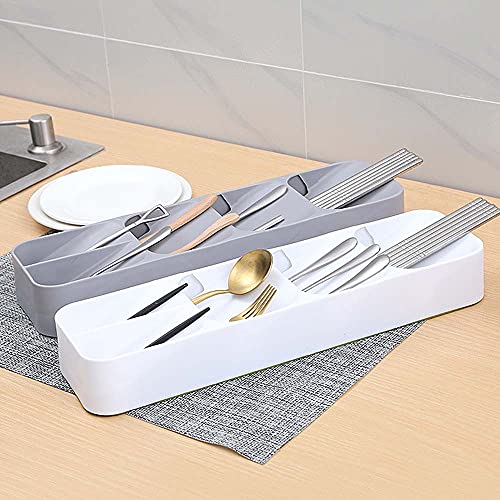 Yemiany Compacte bestekbak, bestekkast voor laden bestek, sterk en duurzaam, ruimtebesparend, geschikt voor keukens, desktops en andere plaatsen. 2 stuks (11,5 x 40 x 5,5 cm) - Image 7