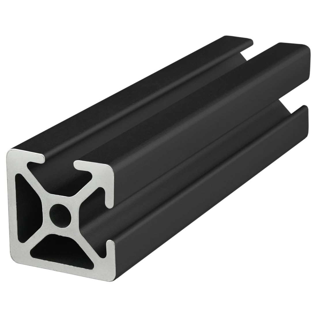 8020, 25-2502, 25 Series Aluminum 25mm x 25mm 25x25 Bi-Slot Double Channel Aluminum Extrusion T Slotted Rail 80/20 Smooth Profile (Black Anodize,
