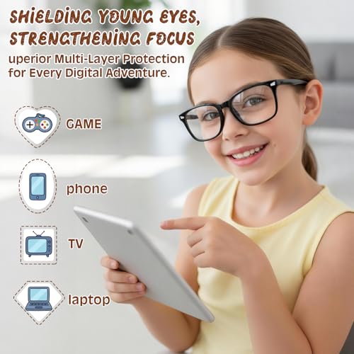 Image of Kids Blue Light Glasses for Girls Boys Teens Age 2-18, Anti Glare Computer Gaming Glasses for School & Screen Time