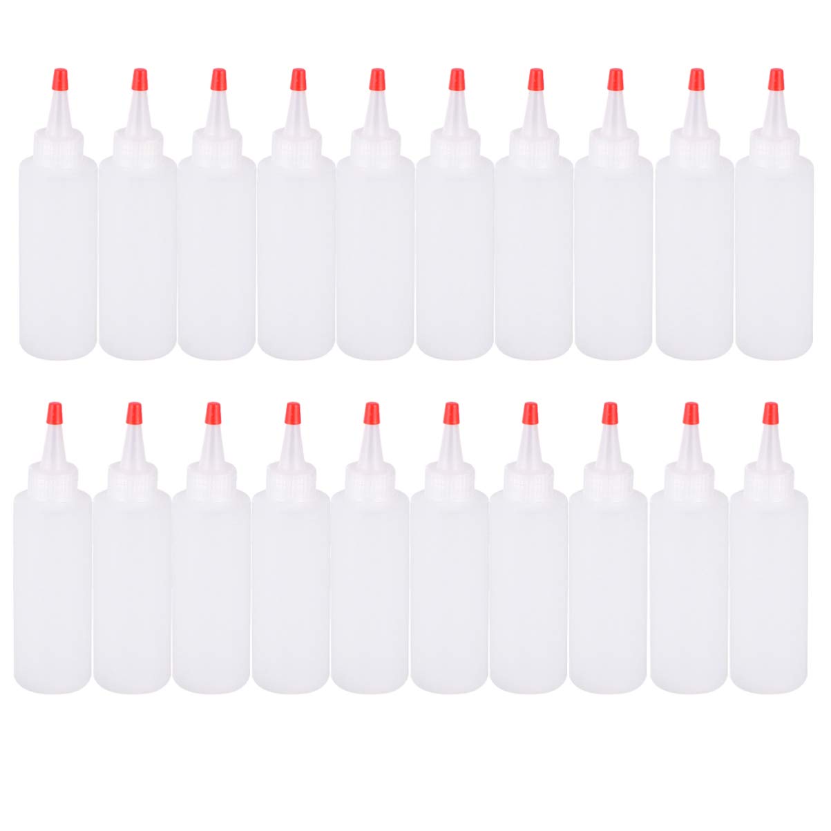 IWOWHERO 20Pcs Condiment Squeeze Bottles with Caps for Ketchup Mustard Olive Oil and Sauces Easy Dispensing and Labeling for Home Kitchen and Use