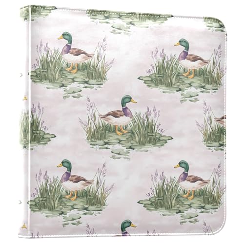 Álbum de fotos grande JIPONI Mallard Duck Grass, álbum de recortes con cubierta de cuero DIY para fotos de 4x6, 5x7 y 6x8 pulgadas, libro de recuerdos autoadhesivo para bodas, bebés y familia miniatura 1