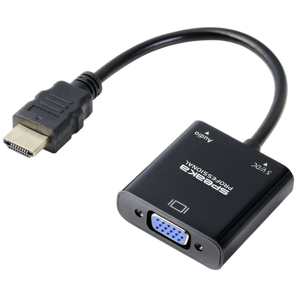 Speaka Black Professional Sp-10352148 Hdmi/Vga Adapter [1X Hdmi® - 1X Vga] Standard Hdmi 0.15 M