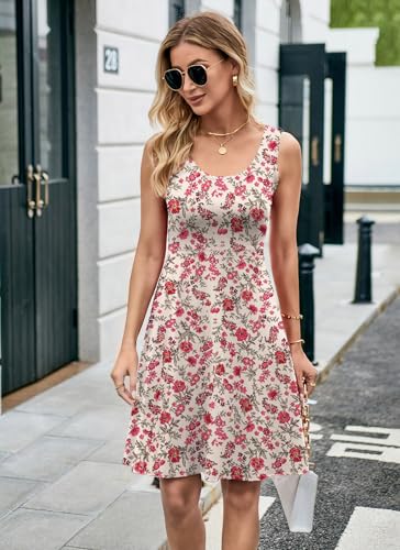 Image of Herou Summer Beach Dresses for Women A Line Sleeveless Tank Dress | Casual,Scoop Neck,Soft,Knee Length,Breathable