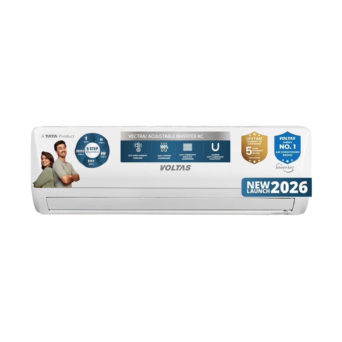 Voltas 1 ton 3 Star,New star rated, Inverter Split AC (Copper, Convertible 5-in-1 Cooling Mode, 2-Way Air Swing, Anti-dust Filter with Anti Microbial Coating, Auto Clean (123INV CAM, White)-picture-10