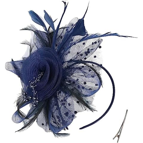 LATRAT Vintage Feather Bowler Hat with Hairpiece Cover