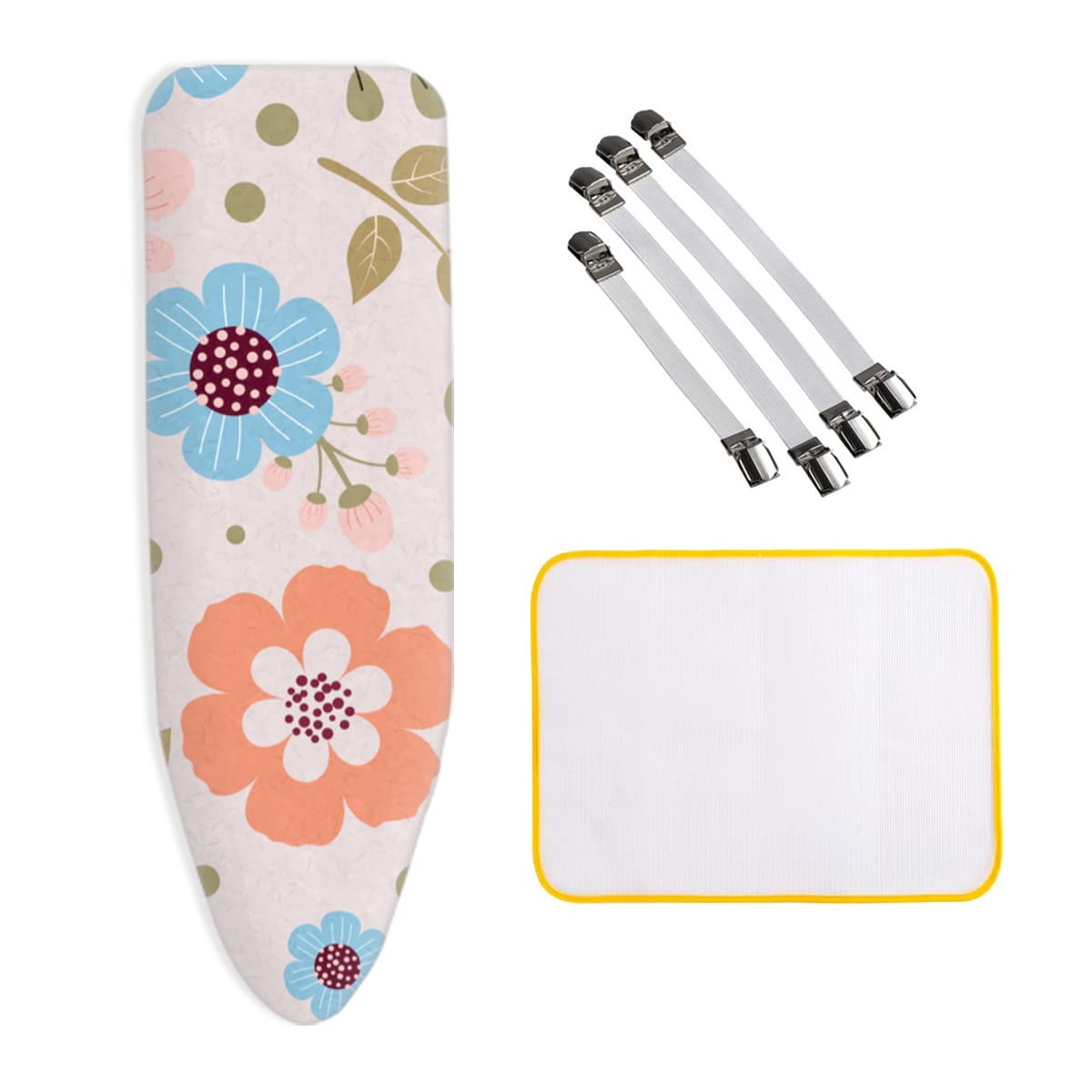 ZJBKXIroning Board Protector 125x45cm Soft Comfortable for Everyday Use, 4 Clips