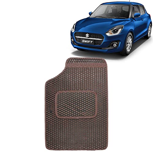 Image of Kingsway Dotted Design Car Floor Foot Mats Universal Fit for Maruti Suzuki Swift, Model Year : 2021 Onwards, Water and Dustproof, Color Brown, Set of 5 Pieces