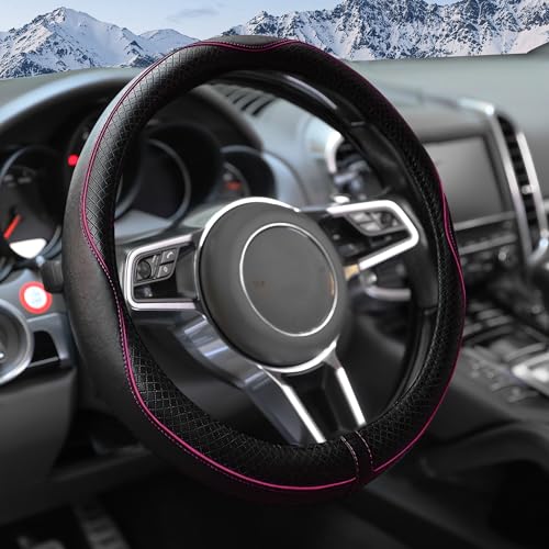 UNLRAE Steering Wheel Cover,Car Accessories 14.5-15 Inch Leather Steer