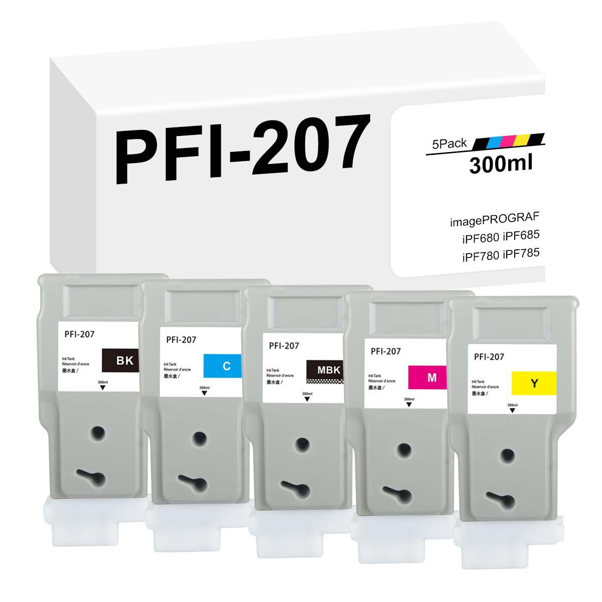 Amazon.com: PFI-207 Ink Tank 300ml (5 Pack) PFI 207 Ink