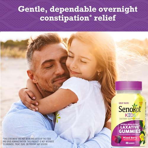 Image of Senokot Kids Laxative Gummies for Age 2+, Mixed Berry, 40 Ct, Senna Extract, Kids Laxatives for Constipation, Gentle Overnight Relief