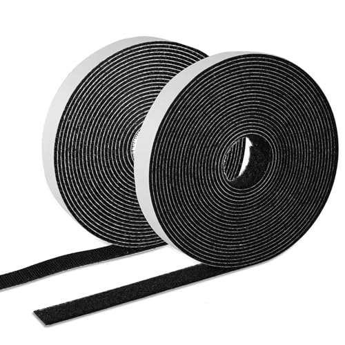 Image of WGLILO 0.75 Inch x 15 Feet Hook and Loop Strips with Adhesive, Double Sided Nylon Self Adhesive Tape for Home Office School and Crafting, Prevent Sofa Cushions, Mats, Mattresses from Sliding, Black