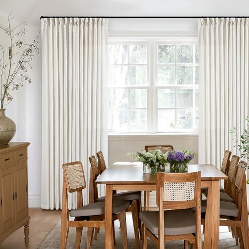 28% Off Natural Pinch Pleated Linen Curtains 84 Inch Length 2 Panels