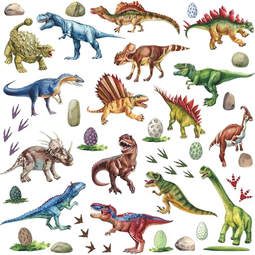 8 láminas de vinilos de dinosaurios acuarela 9.8x13.8 pulg