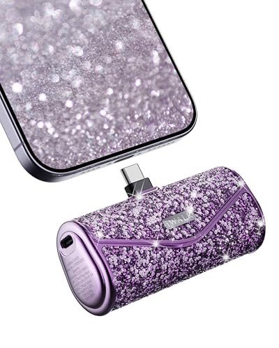 iWALK Upgraded Sparkly Power Bank Portatile 22,5W, 5000mAh Per iPhone 16/15 Serie, Batteria Compatta Con Connettore USB-C Integrato Compatibile Con Samsung S25/24 Serie, iPad Pro/Air, AirPods