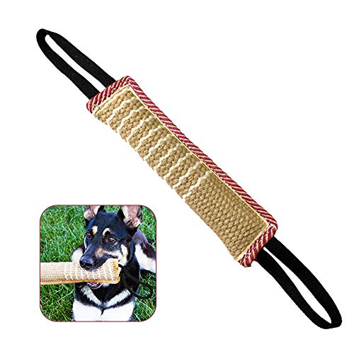 ToLanbbt Dog Tug Toy Dog Bite Jute Pillow Pull Toy with 2 Strong Handles Perfect for Tug of War Puppy Training Interactive Play Bite Training Toys for Medium to Large Dogs (Pink Yellow)