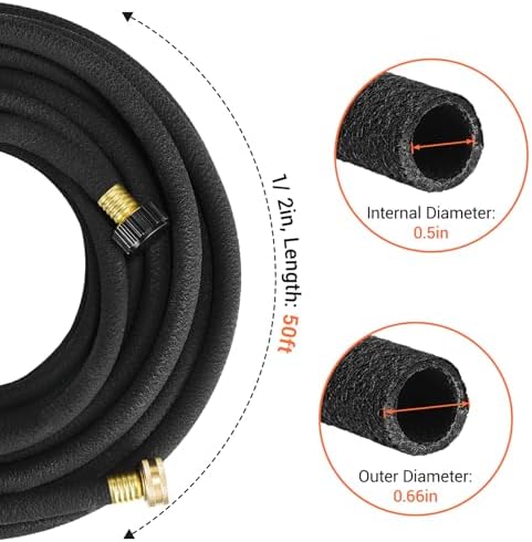 MAMIZO Soaker Hose 50 ft 1/2", Solid Brass Connectors Rubber Longer Lasting, Heavy Duty Drip Hose to Save 70% Water, Soaker Hose for Garden, Lawn and Yard (1/2" 50ft) - Thumbnail 5