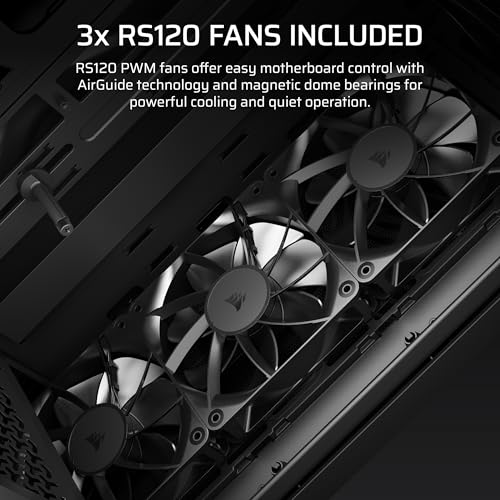 Image of CORSAIR 3200D RS Mid-Tower PC Case - 3X RS120 PWM Fans Included, GPU Anti-sag Stabilization Arm, ASUS BTF, MSI Project Zero, Gigabyte Project Stealth - Black