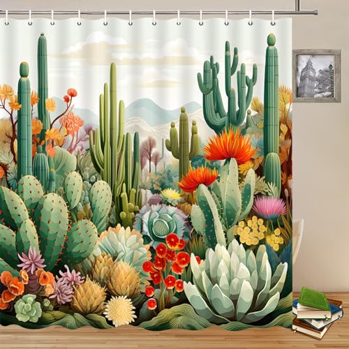 Yadshoti Cactus Shower Curtains Tropical Plants and...