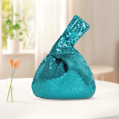 Image of Eternal Beauty Sequin Wristlet Bag, Reinforced Sparkly Evening Clutch for Wedding Guest, Cruise & Prom Mini Purse