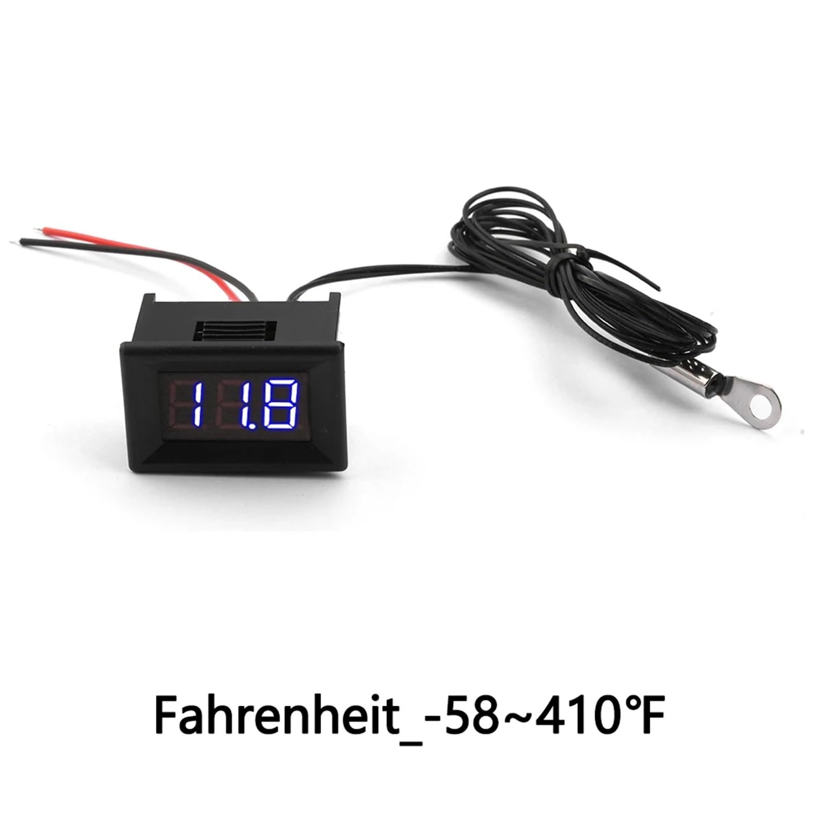Cyfrowy termometr z wyświetlaczem LED Fahrenheita Celsjusza DC 4-28 V precyzyjny czujnik temperatury z wodoodpornym czujnikiem NTC (Fahrenheit Blue)