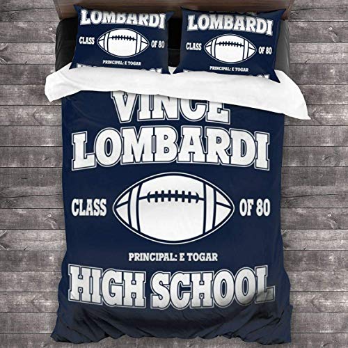 Knncch Vince Lombardi High School 3 pièces Ensemble de literie Housse de Couette décoratif 3 pièces Ensemble de literie avec 2 taies d'oreiller Cover