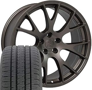 OE Wheels LLC 22 Inch Fits Chrysler Aspen Dodge Dakota Durango Ram 1500 Hellcat Style DG69 Bronze 22x10 Rims Bridgestone Dueler Alenza HL Tires SET