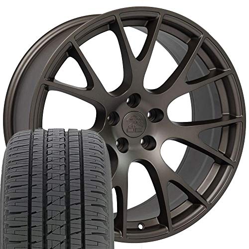 OE Wheels LLC 22 Inch Fits Chrysler Aspen Dodge Dakota Durango Ram 1500 Hellcat Style DG69 Bronze 22x10 Rims Bridgestone Dueler Alenza HL Tires SET