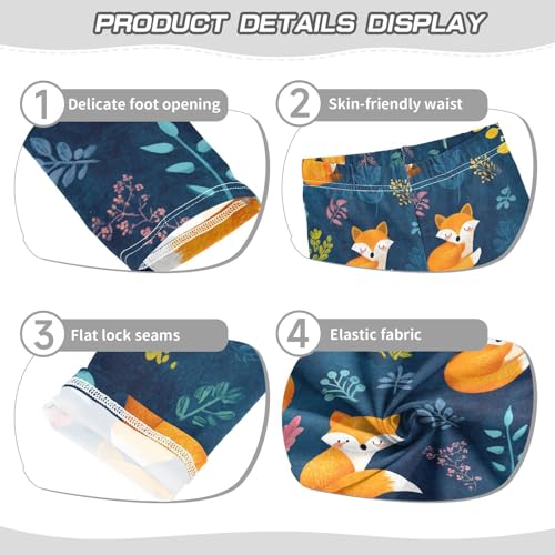 ALAZA Girls' Leggings Children's Yoga Pants Skinny Printed Dance Orange Fox Cute Comfortable 4T2