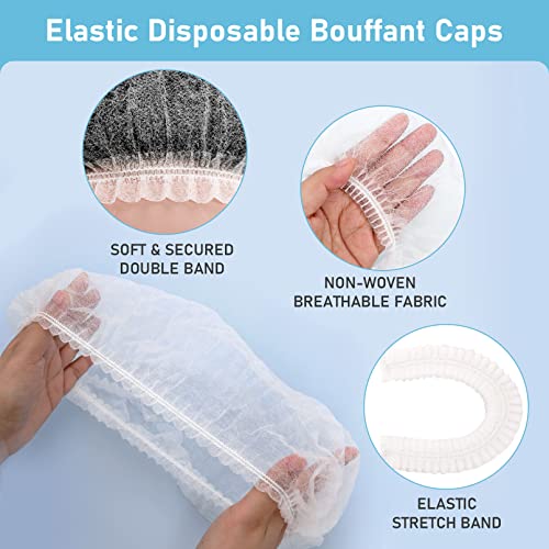 Ijrplm 100 Pcs Disposable Hair Net,21 Inch Hair Nets Food Service,Elastic Non-Woven Disposable Bouffant Caps Head Cover Nets (White) #TOP2