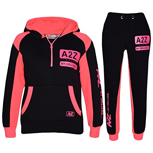 Kids Jogging Suit Boys Girls Designer's Tracksuit Zipped Top Bottom 7-13 Years