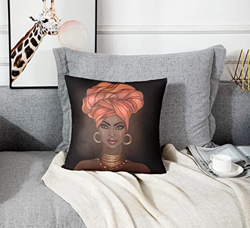 Emvency GT-1 Throw Pillow Covers Decorative Cases African Pretty Girl Of Black Woman With Glossy Lips And Turban Great 20X20 Inch Cover Cushion Pillowcase Square Case Print thumb #4