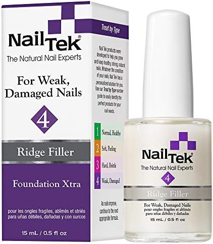 Nail Tek Foundation Xtra 4 Ridge Filler Strengthener and Base Coat, 0.5 oz