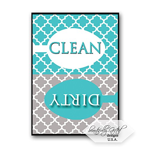 Dishwasher Magnet Clean Dirty Sign for Dishes - Elegant Quatrefoil Moroccan Trellis Modern Pattern - - //coolthings.us
