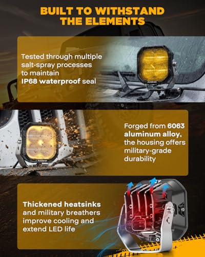 Image of Auxbeam Color Play Series 3 inch Fog Beam LED Pods Cube Offroad Lights 2-Pack | 120 Wide-Angle Optical Lens, DRL & Turn Signal, Amber White Dual Color Covers, 100W 11600LM, Universal Ditch Lights
