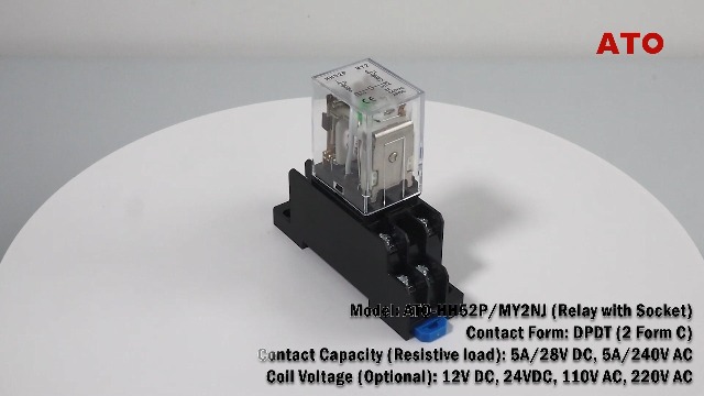 APIELE Relè Elettromagnetico MY2NJ 2PDT | Bobina 12VDC, 10A, 8 Pin, Con Base E Spia Luminosa - Foto 2