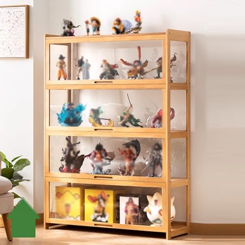 フィギュア 棚 フィギュアケース ディスプレイケース コレクションラック フィギュア棚 グッズ棚 コレクションケース 棚 大容量 ディスプレイケース ディスプレイスタンド (Color : Wood Color, Size : 4F-90x34x140cm