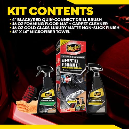 Meguiar’s Quik Solutions All-Weather Floor Mat Kit,All Weather Floor Mat Cleaner and Car Mat Protectant that Deep Cleans & Restores a Like-New Non-Slick Finish,Includes Drill Attachment, Kit by Meguiar's - Image 4