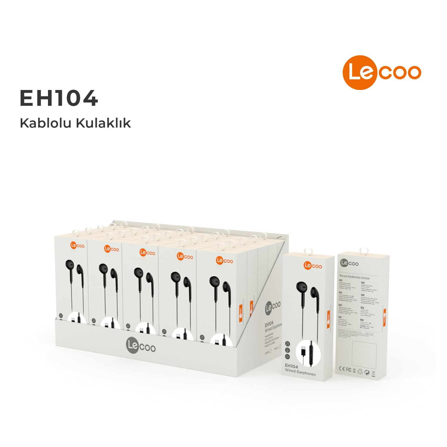 Lecoo EH104 - Auricolari USB-C, colore: Nero