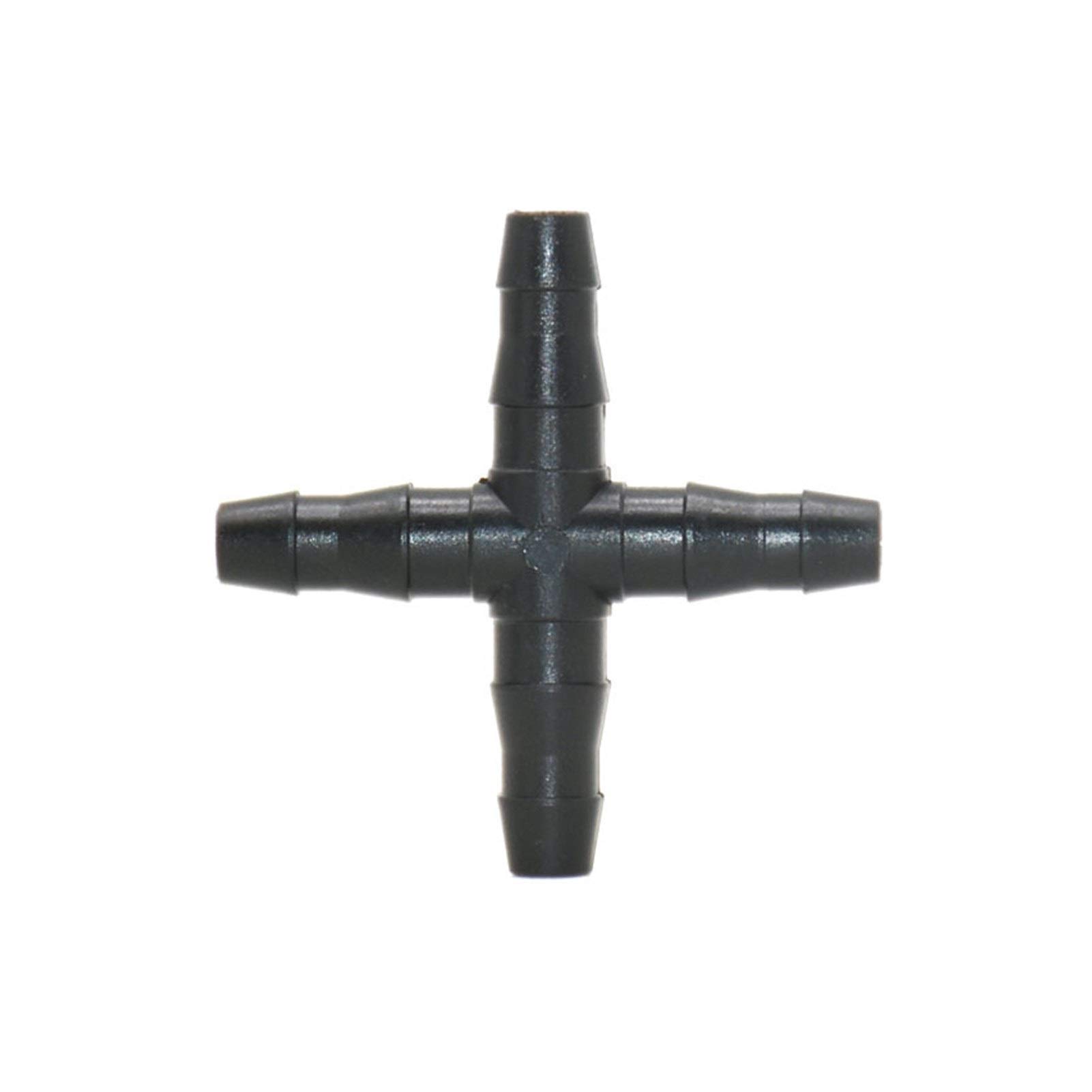 Adattatore per Tubo Flessibile per Uso Domestico 1/4 "Connettore a Croce 4/7 Tubo Flessibile a 4 Vie Divisore per Irrigazida Giardino Barb Irrigazia Goccia Raccordo 1000 Pezzi/Nero