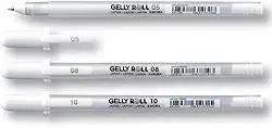 3x Caneta Gel Branca Gelly Roll Sakura Fina Media Grossa