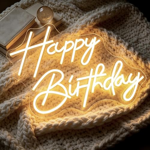 Image of Warm White Neon Sign Led Neon Lights Signs for Wall Decor USB Powered Led Signs for Room Decoration-Happy Birthady