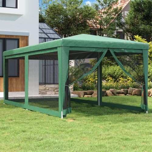 Genérico Carpa para Fiestas con 6 Paredes de Malla HDPE Verde 3x6 m,Jardín,Artículos de Exterior,Estructuras de Exteriores,Carpas y cenadores-319238
