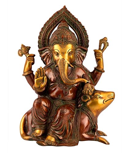 Statue de Ganesh en laiton de 30 cm sculptée à la main pour autel