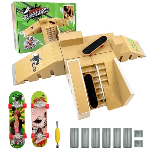 Morofme Finger Skateboard Rampe Zubehor Set, 5-in-1 Finger Skateboard Park mit Metall Fingerskateboard,DIY Montagen Fingerboard Rampe fur Fingersportarten Spielzeug Sporttrainings Geschenk