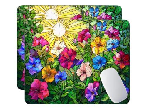 2 Pcs Alfombrilla Ratón Gaming - 24x20 cm Alfombrilla de Ratón Flores color con Base Goma Antideslizante, Superficie Impermeable, Bordes Cosidos, Seguimiento Suave y Preciso Alfombrilla Raton u-432