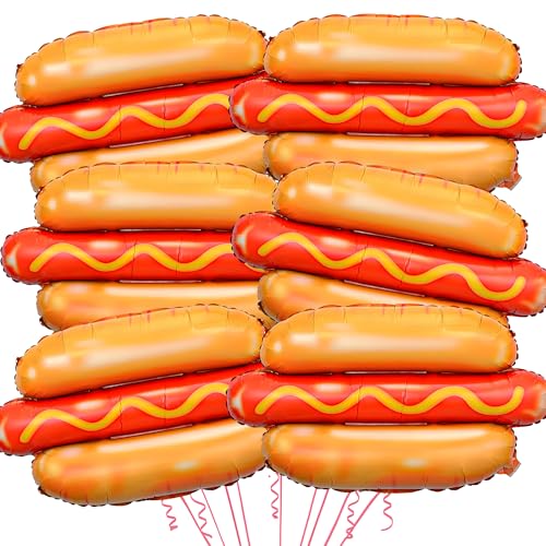 Hotdog-Balloons BBQ-Party-Balloon 6PCS 28in Funny Food Shaped Balloons BBQ Picnic Birthday Summer Gathering Snack Theme Decorations Party Supplies